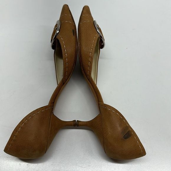 Prada Heels Low Kitten Heel Pointed Toe Buckle Suede in Light Brown Size 42 12 - Picture 12 of 16